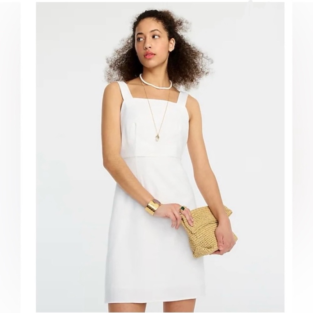 J.Crew Squareneck A-line dress in stretch linen blend
